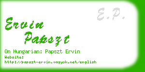 ervin papszt business card